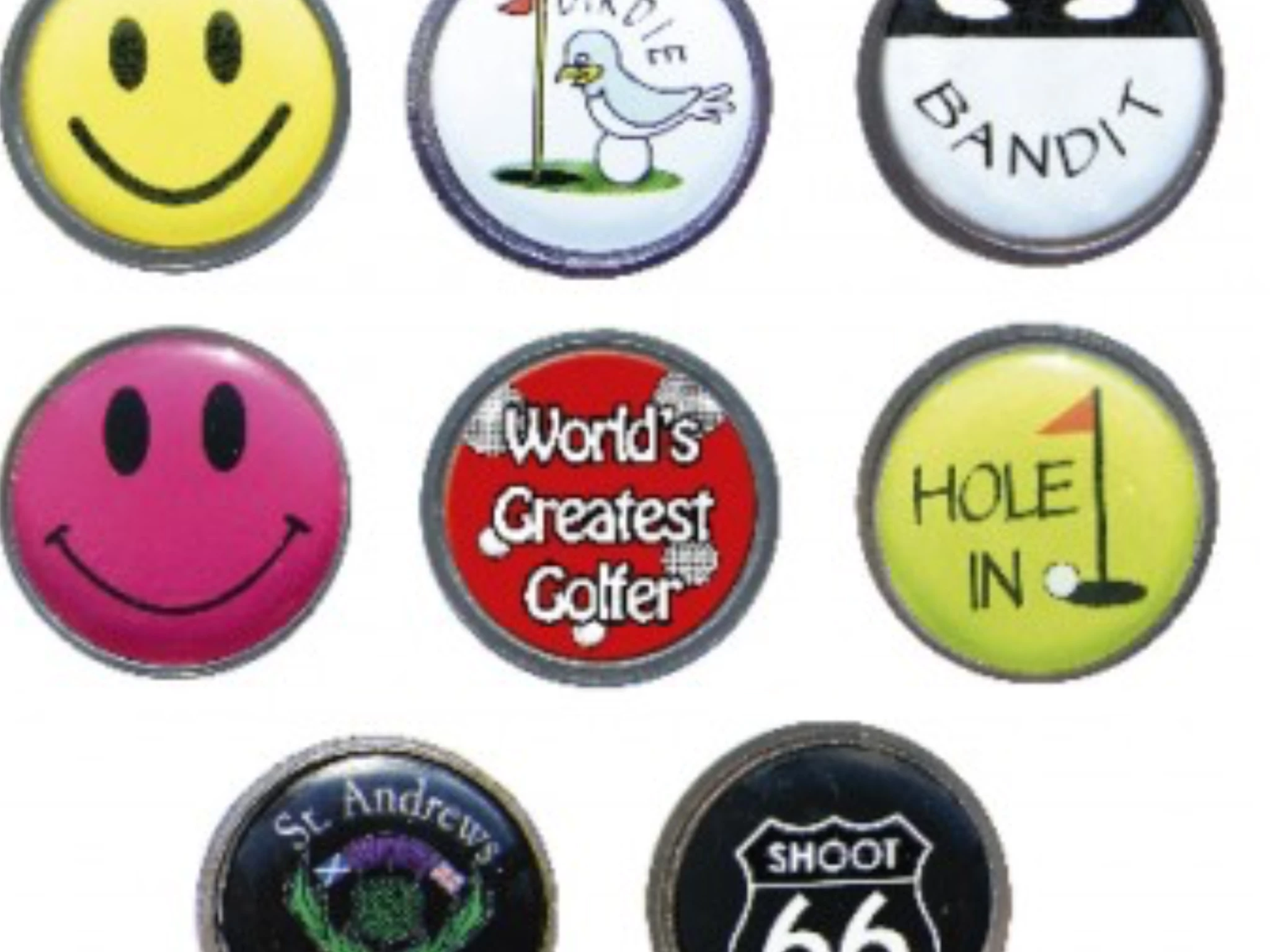 Novelty Flat Golf Ball Markers 3 Novelty Flat Golf Ball Markers